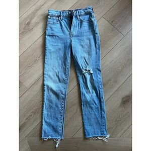 Madewell The Perfect Vintage Crop Jean Distressed Raw Hem Light Wash Size 25‎